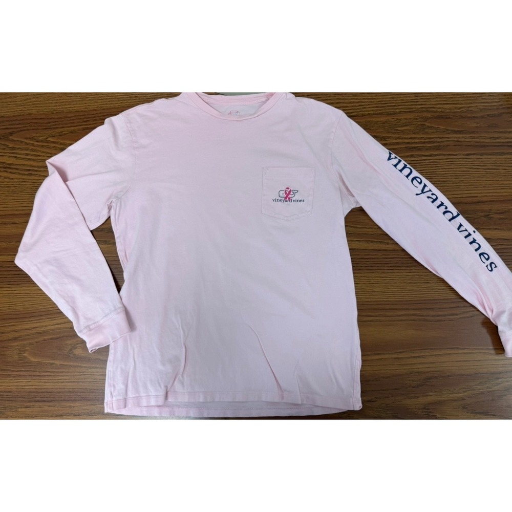 Vineyard Vines Small Men's Pink‎ Breast Cancer Awareness Whale Long Sleeve shirt - Picture 4 of 6